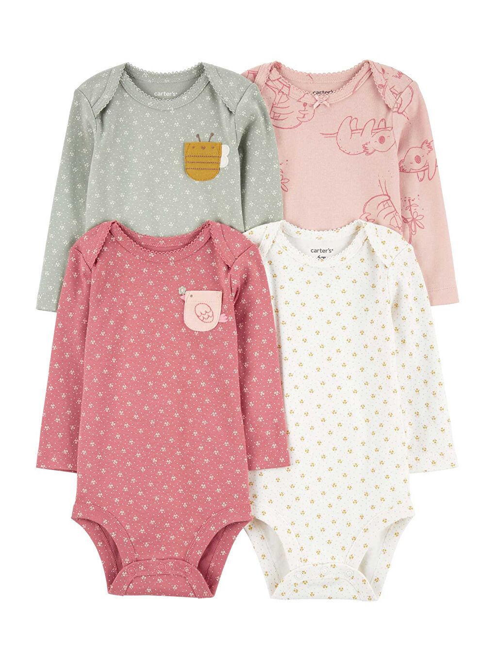 Carter's Karışık Kız Bebek Uzun Kollu Body Set 4'lü Paket