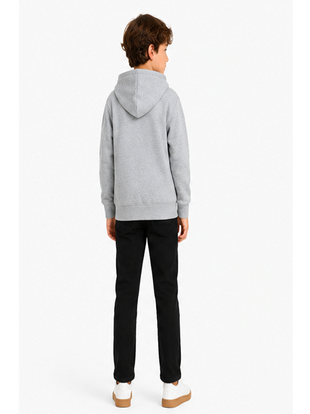Gri Erkek Çocuk Basic Fermuarlı Kalın 3 İplik Kışlık Okul Sweat Ak274495-4