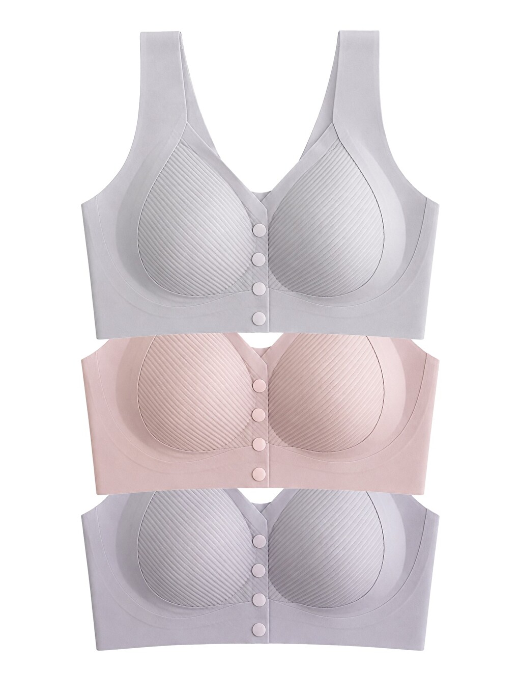 Karışık Seamless Bra - Neriva | Lazer Kesim Önden Düğmeli Minimizer Kadın Sütyen 3'lü Paket