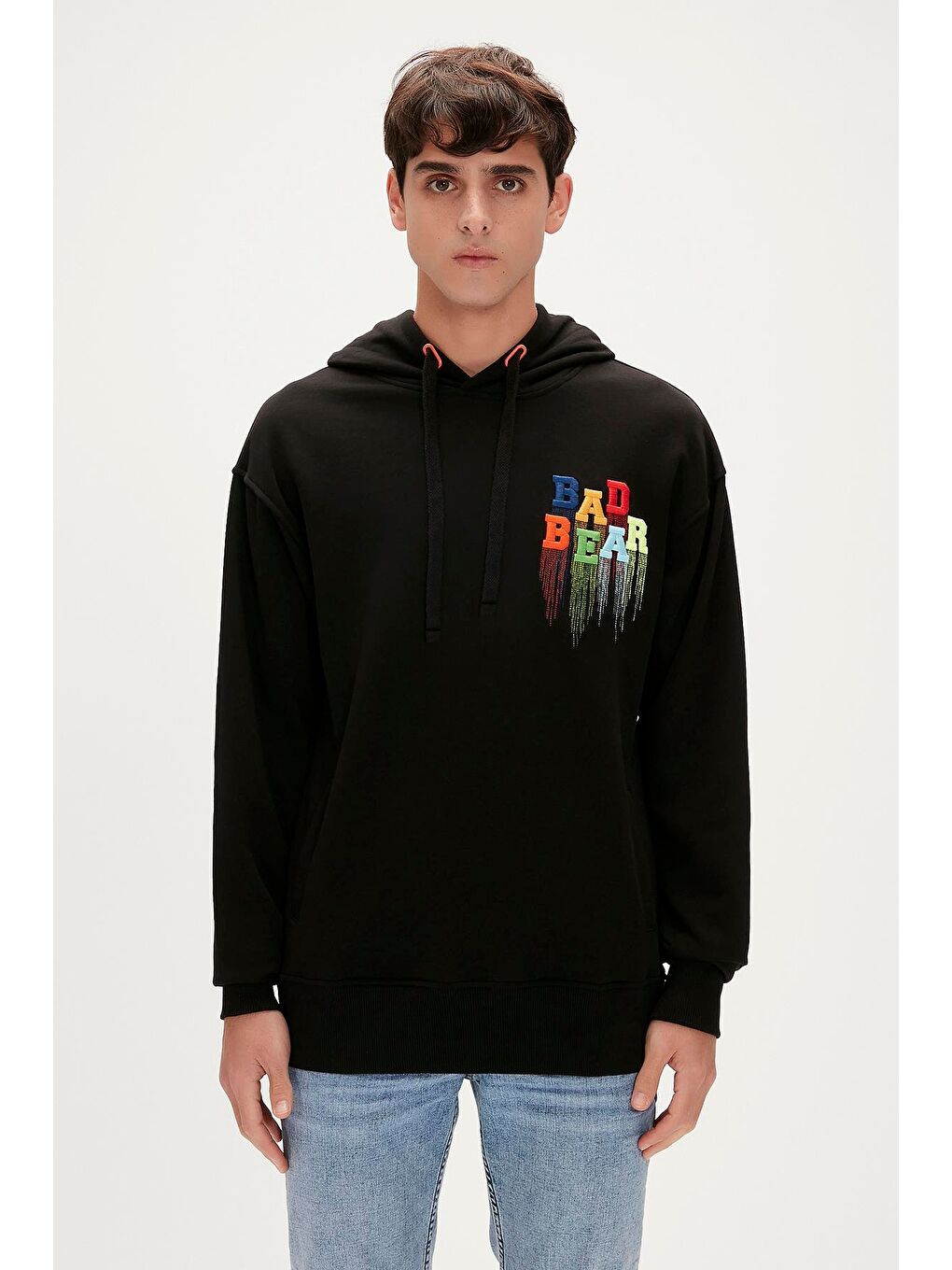 Bad Bear Siyah Rainbow Hoodie Siyah Kapüşonlu Erkek Sweatshirt