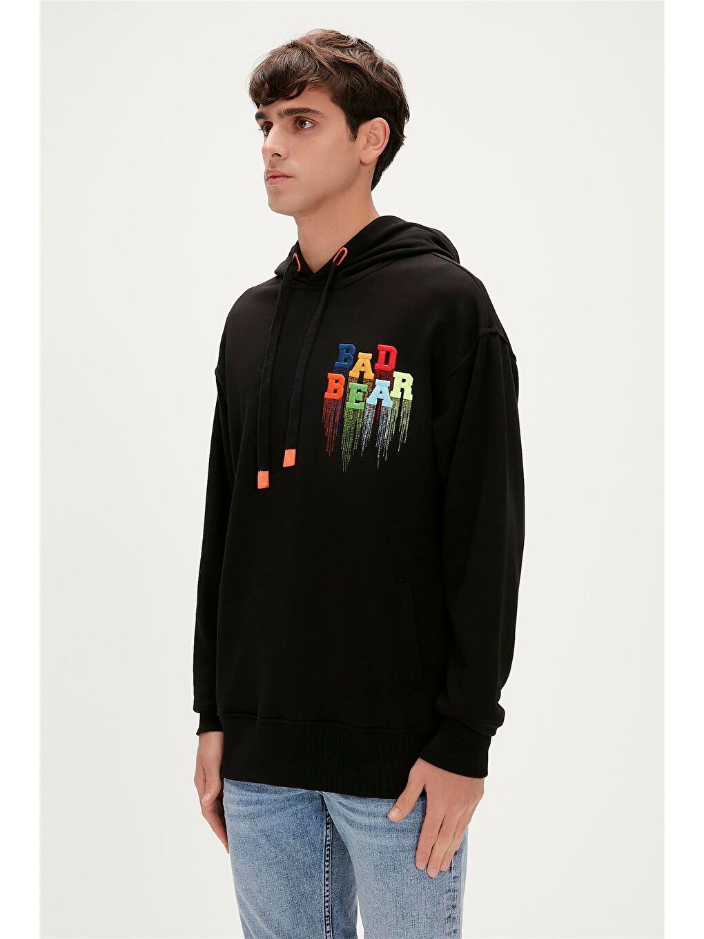 Bad Bear Siyah Rainbow Hoodie Siyah Kapüşonlu Erkek Sweatshirt - 4