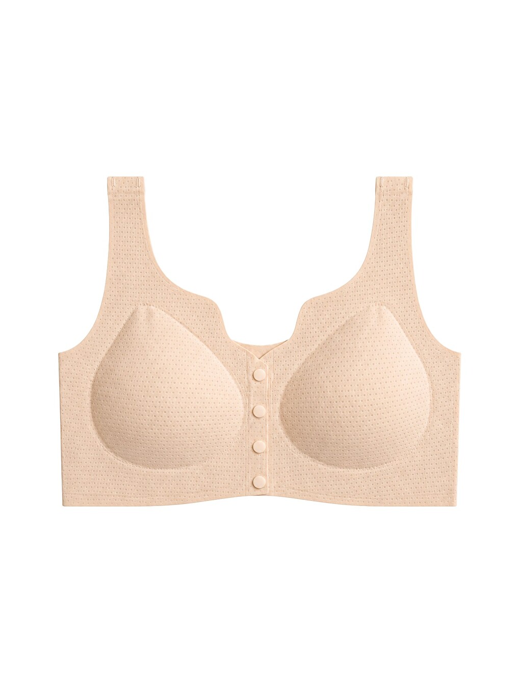 Bej Seamless Bra - Virela | Ten Lazer Kesim Önden Düğmeli Toparlayıcı Büyük Beden Kadın Sütyen