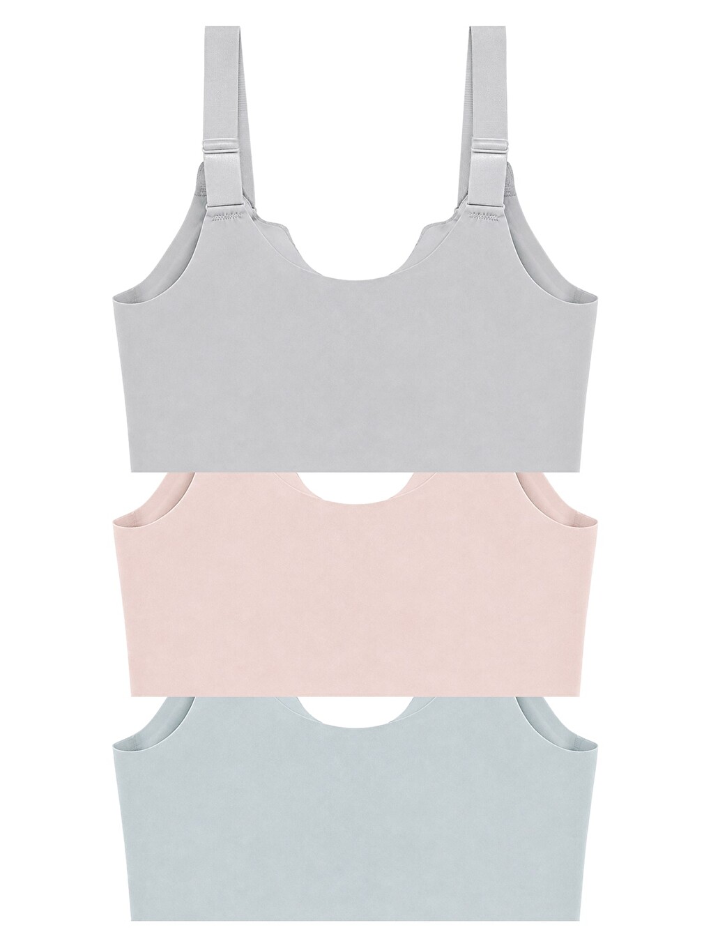 Karışık Seamless Bra - Larevia | Lazer Kesim Önden Düğmeli Tül Detaylı Kadın Sütyen 3'lü Paket-1