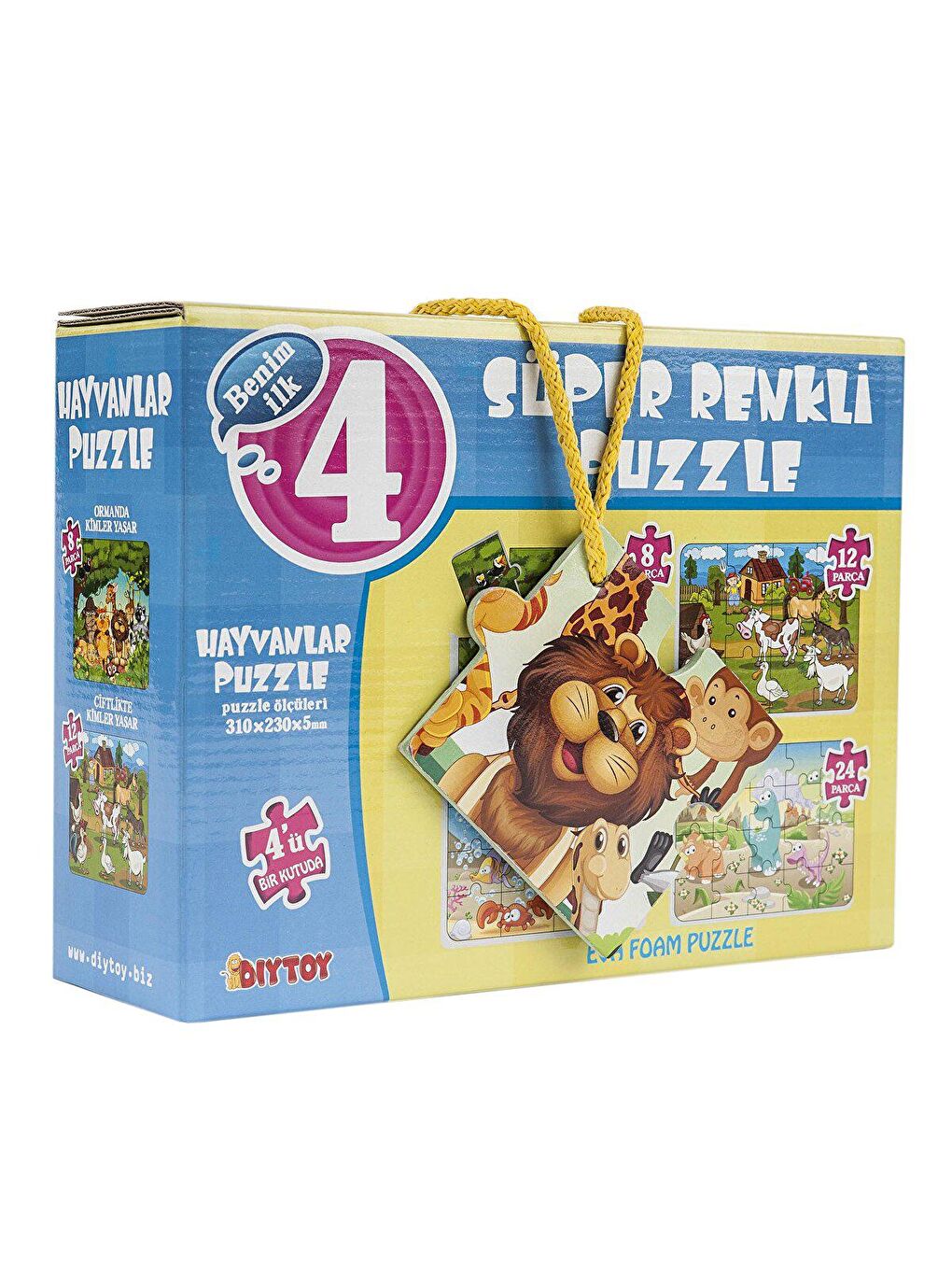 DIYTOY Karışık Dıy Toy Hayvanlar Süper Renkli Puzzle 4'ü 1  Kutuda - 1