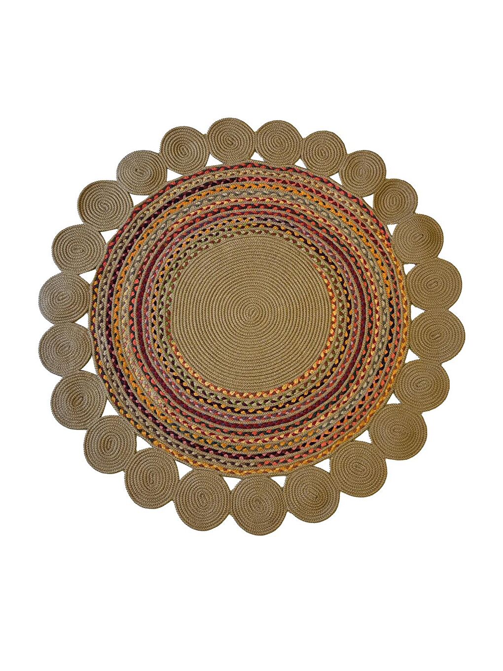 Bej Natural Jüt Halı El Dokuma Hasır Yolluk Bohem Jüt Kilim HMFJUT417 150 x 150 cm