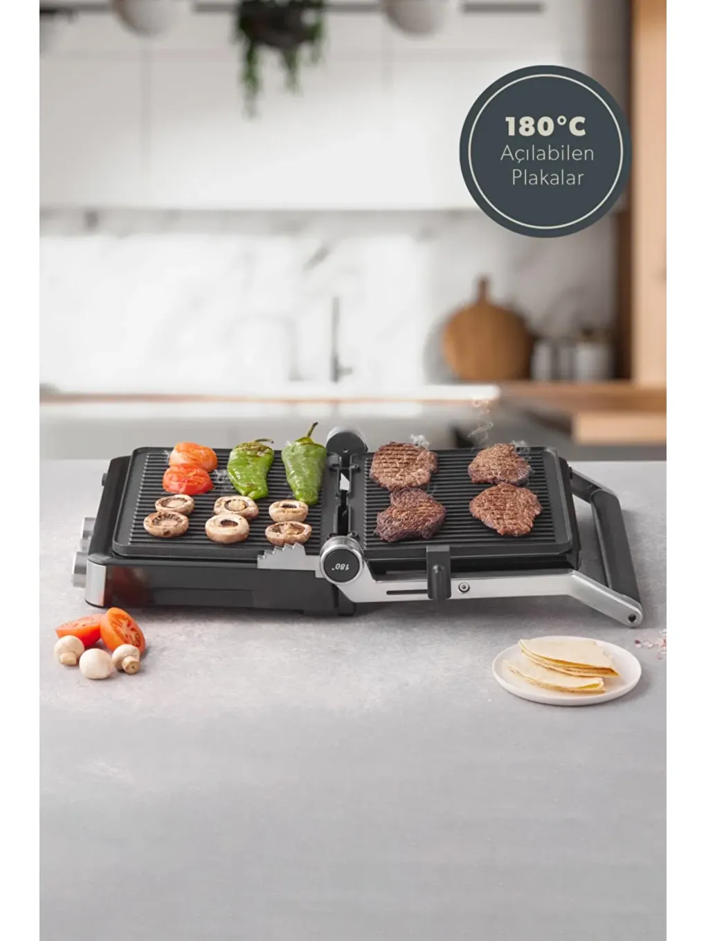 Grilliant 1340H Döküm Plakalı Tost ve Izgara Makinesi Inox 2000W-3