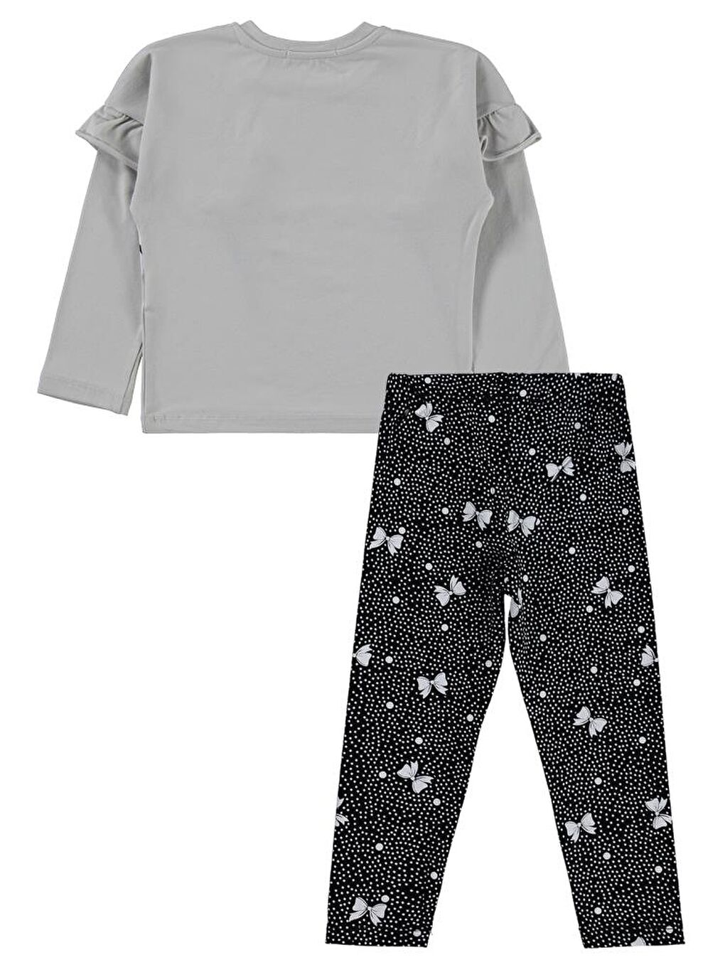 Girls Fiyonk Baskılı 2-5 Yaş Takım - Gri 5-6 Yaş-1