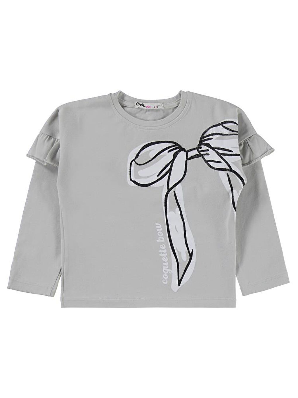 Girls Fiyonk Baskılı 2-5 Yaş Takım - Gri 5-6 Yaş-2