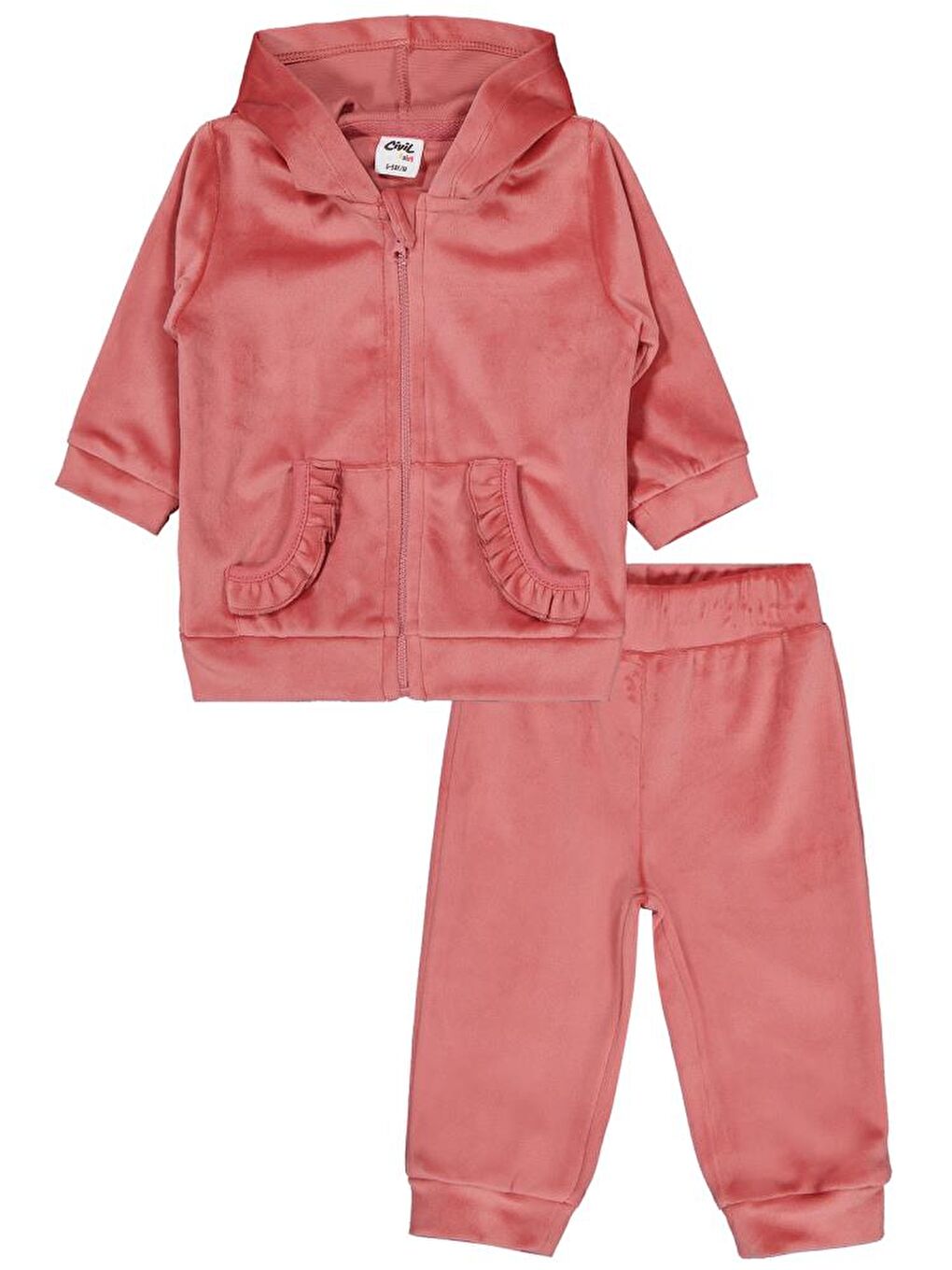 Kahverengi Baby Kapüşonlu 6-18 Ay Takım - Turuncu 9-12 Ay