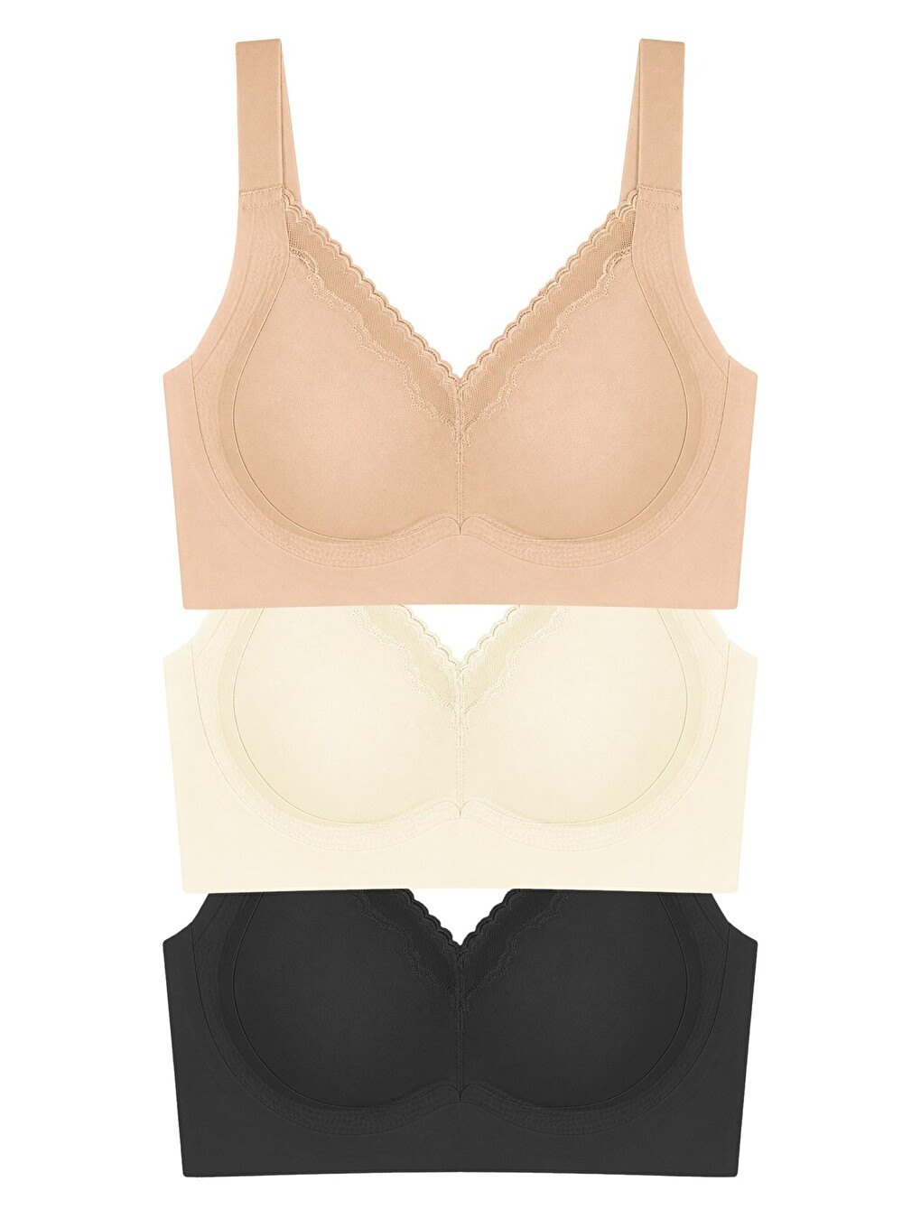 Karışık Seamless Bra - Seravia | Lazer Kesim Dantelli Minimizer Kadın Sütyen 3'lü Paket-2
