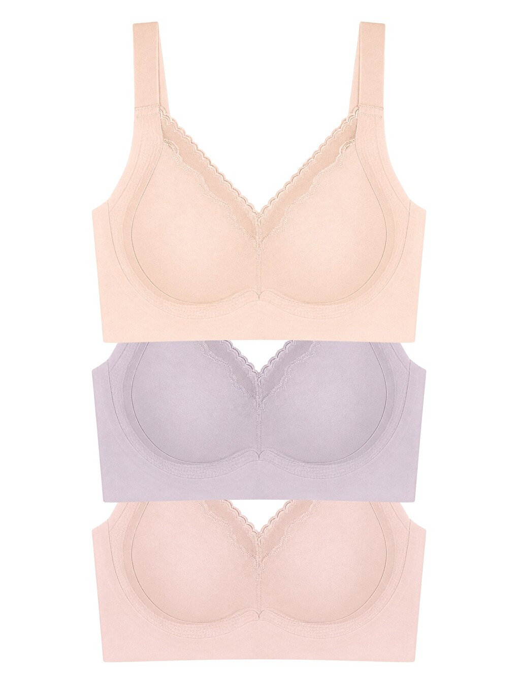 Karışık Seamless Bra - Seravia | Lazer Kesim Dantelli Minimizer Kadın Sütyen 3'lü Paket