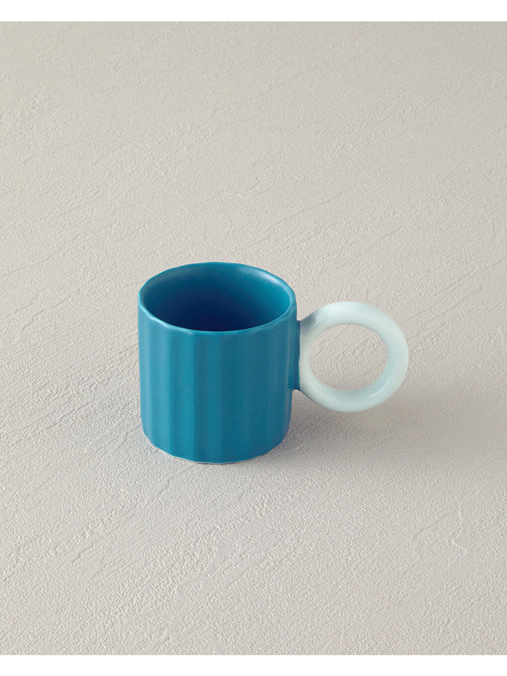 Angled New Bone China 2 Parça 2 Kişilik Kahve Fincan Takımı 90 ml Turkuaz-1