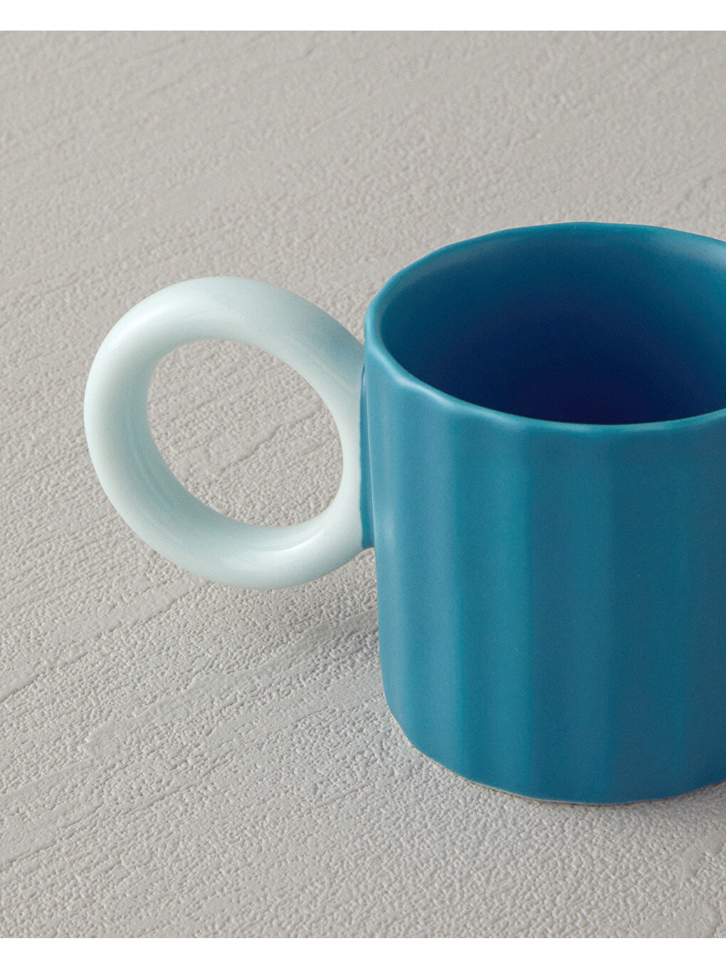 Angled New Bone China 2 Parça 2 Kişilik Kahve Fincan Takımı 90 ml Turkuaz-2