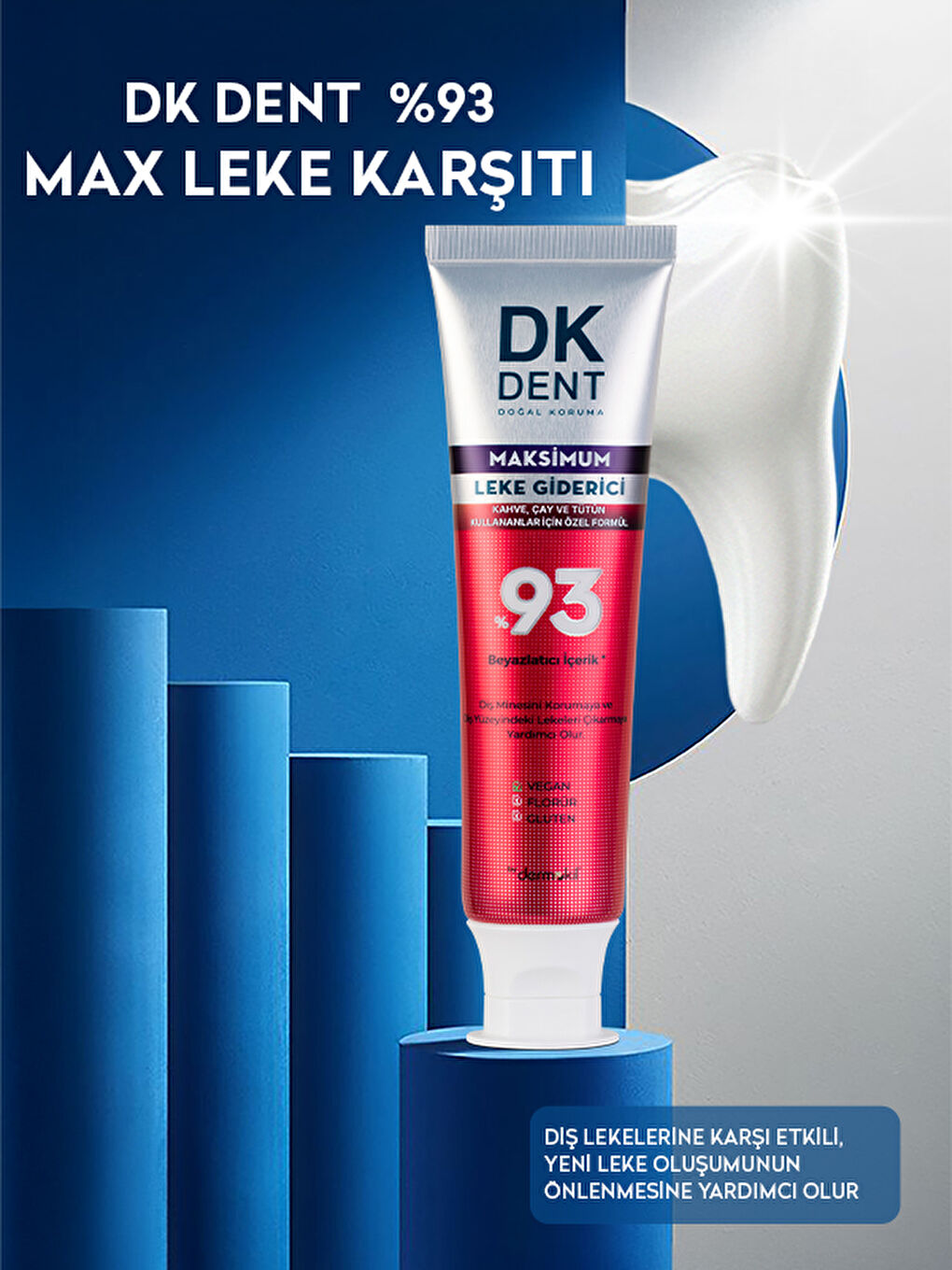 DKDENT %93 Beyazlatıcı Maksimum Leke Giderici Diş Macunu 75 ml-3