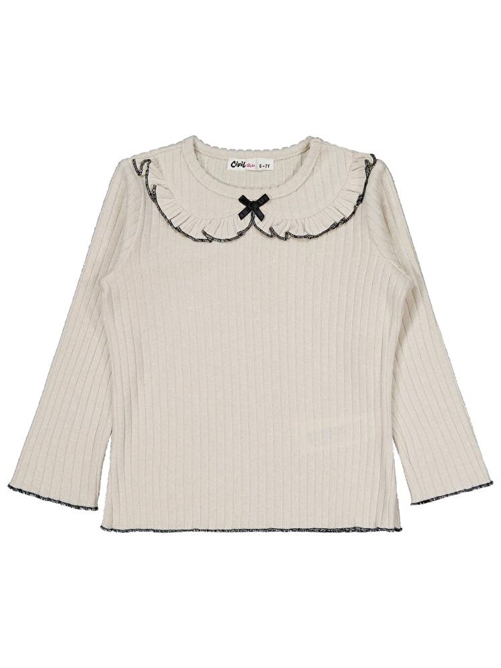 Girls Fırfır Yakalı 6-9 Yaş Takım - Bej 7-8 Yaş-2