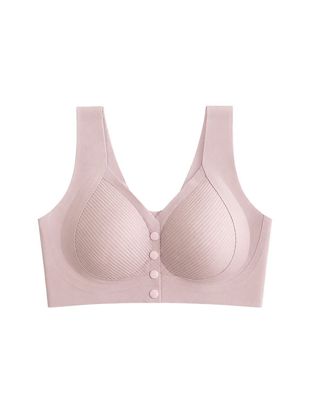 Pembe Seamless Bra - Neriva | Pudra Lazer Kesim Önden Düğmeli Minimizer Kadın Sütyen