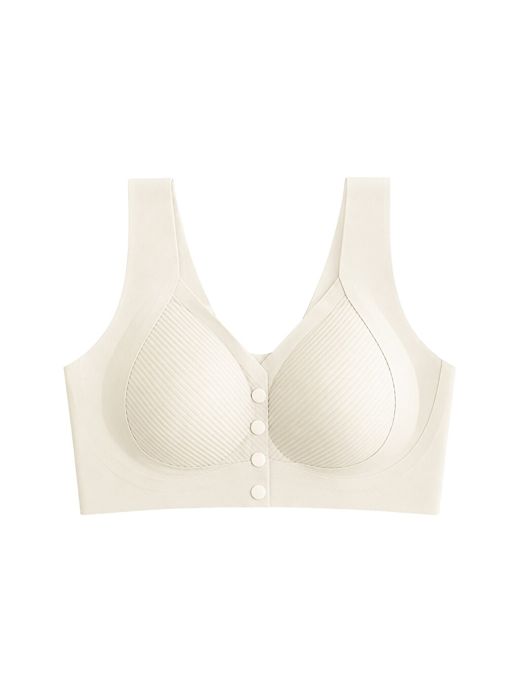 Ekru Seamless Bra - Neriva | Krem Lazer Kesim Önden Düğmeli Minimizer Kadın Sütyen