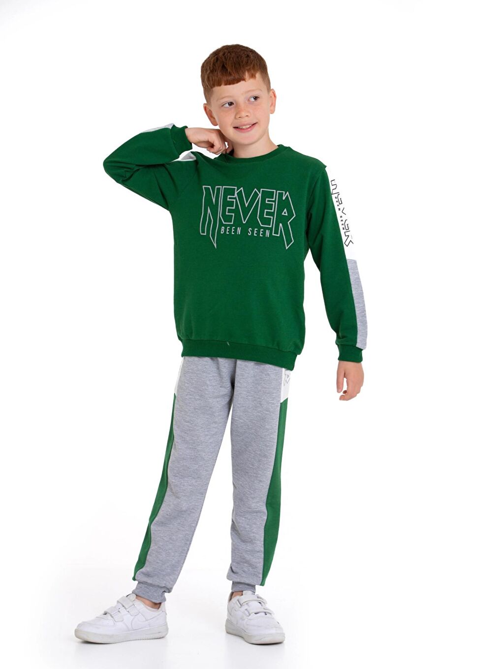 Yeşil Never Baskılı Takım 9996-3