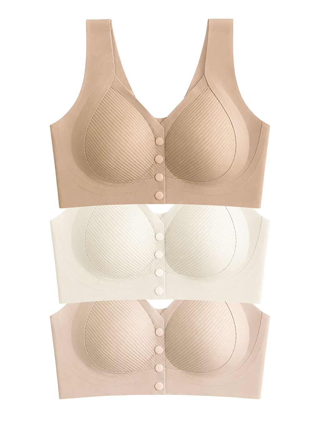 Karışık Seamless Bra - Neriva | Lazer Kesim Önden Düğmeli Minimizer Kadın Sütyen 3'lü Paket-2