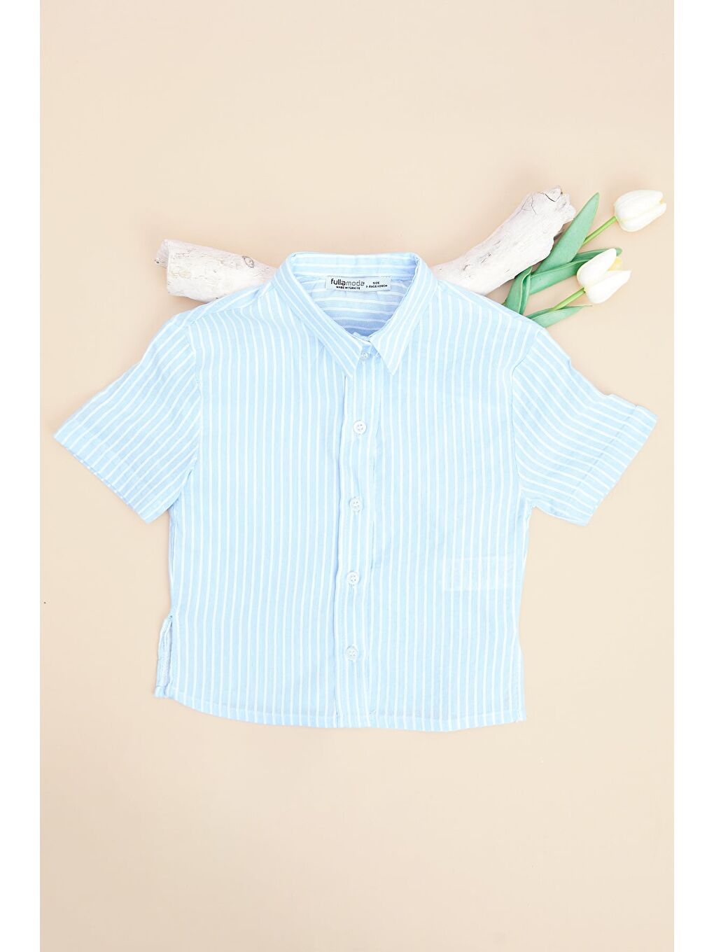 Mavi Çizgili Düğmeli Kız Çocuk Gömlek