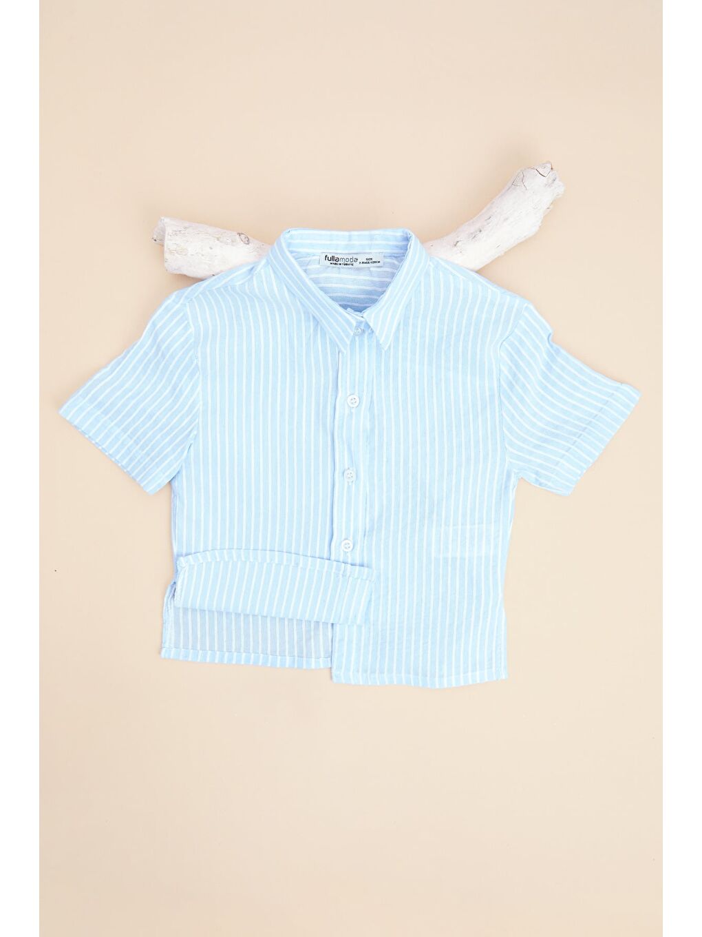 Mavi Çizgili Düğmeli Kız Çocuk Gömlek-1
