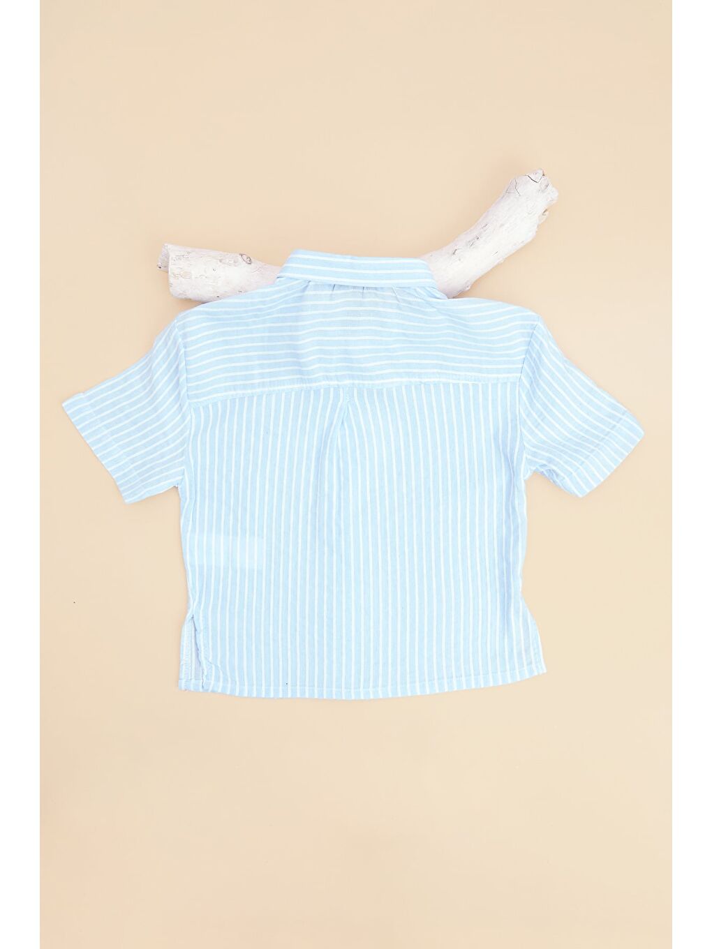 Mavi Çizgili Düğmeli Kız Çocuk Gömlek-2
