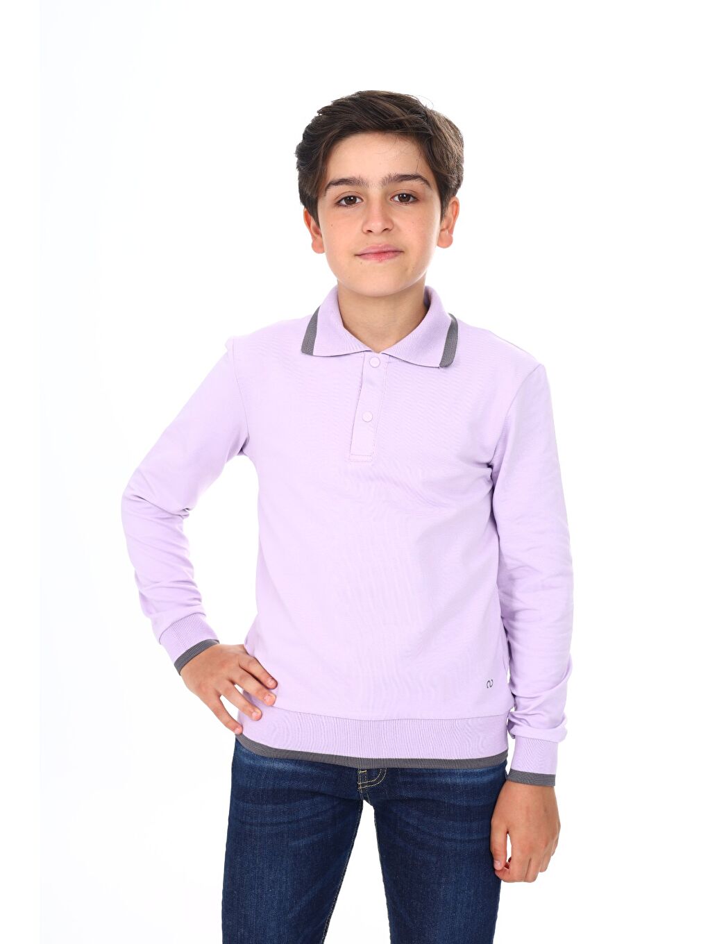 Lila Erkek Çocuk Baskılı Sweatshirt