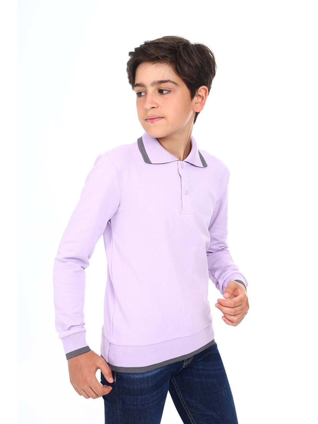 Lila Erkek Çocuk Baskılı Sweatshirt-4