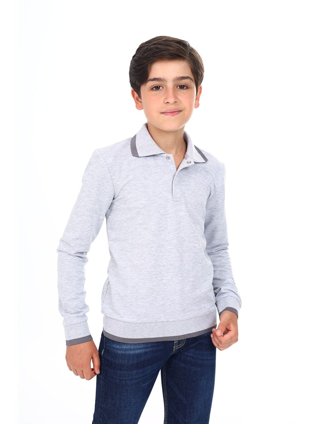 Gri Erkek Çocuk Baskılı Sweatshirt-2