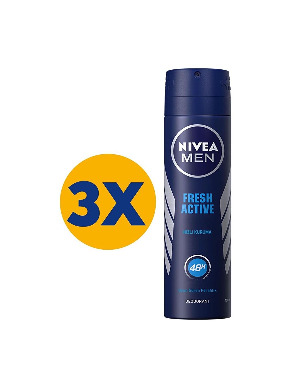 NIVEA Men Fresh Active Deodorant Pudrasız 150 ml x 3 Adet