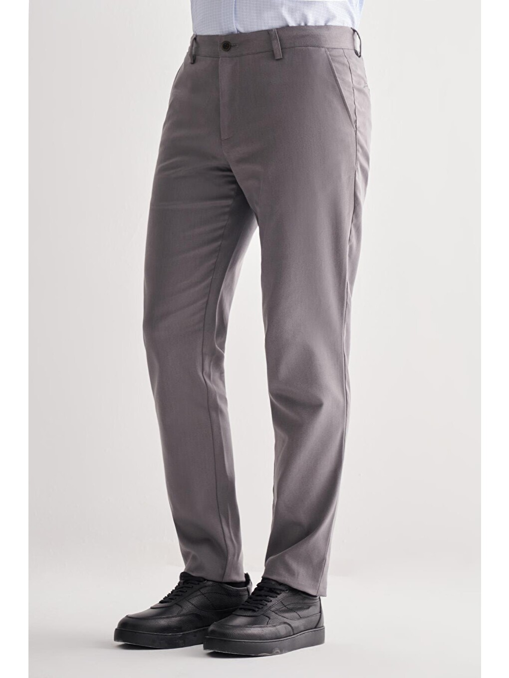 Gri Füme Yan Cep Düz Paça Pamuklu Comfort Fit Chino Casual Pantolon 1003255166-2