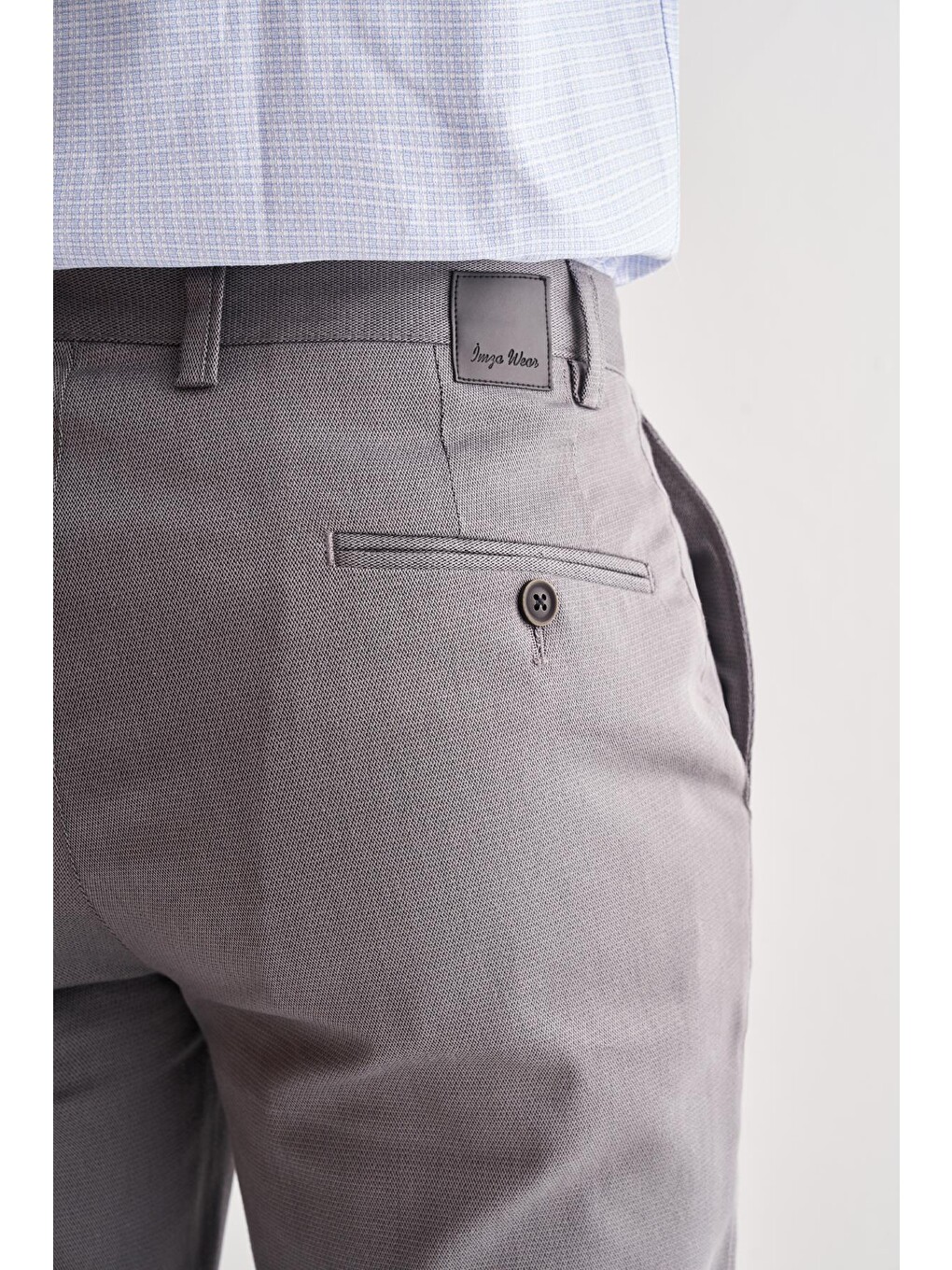 Gri Füme Yan Cep Düz Paça Pamuklu Comfort Fit Chino Casual Pantolon 1003255166-4