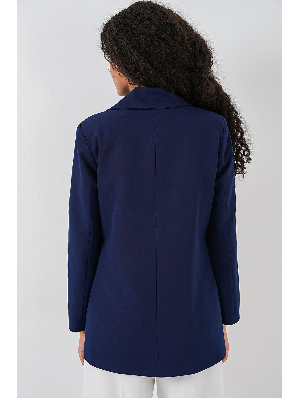 Kadın Kruvaze Yaka Blazer Ceket 0722 - Lacivert-5