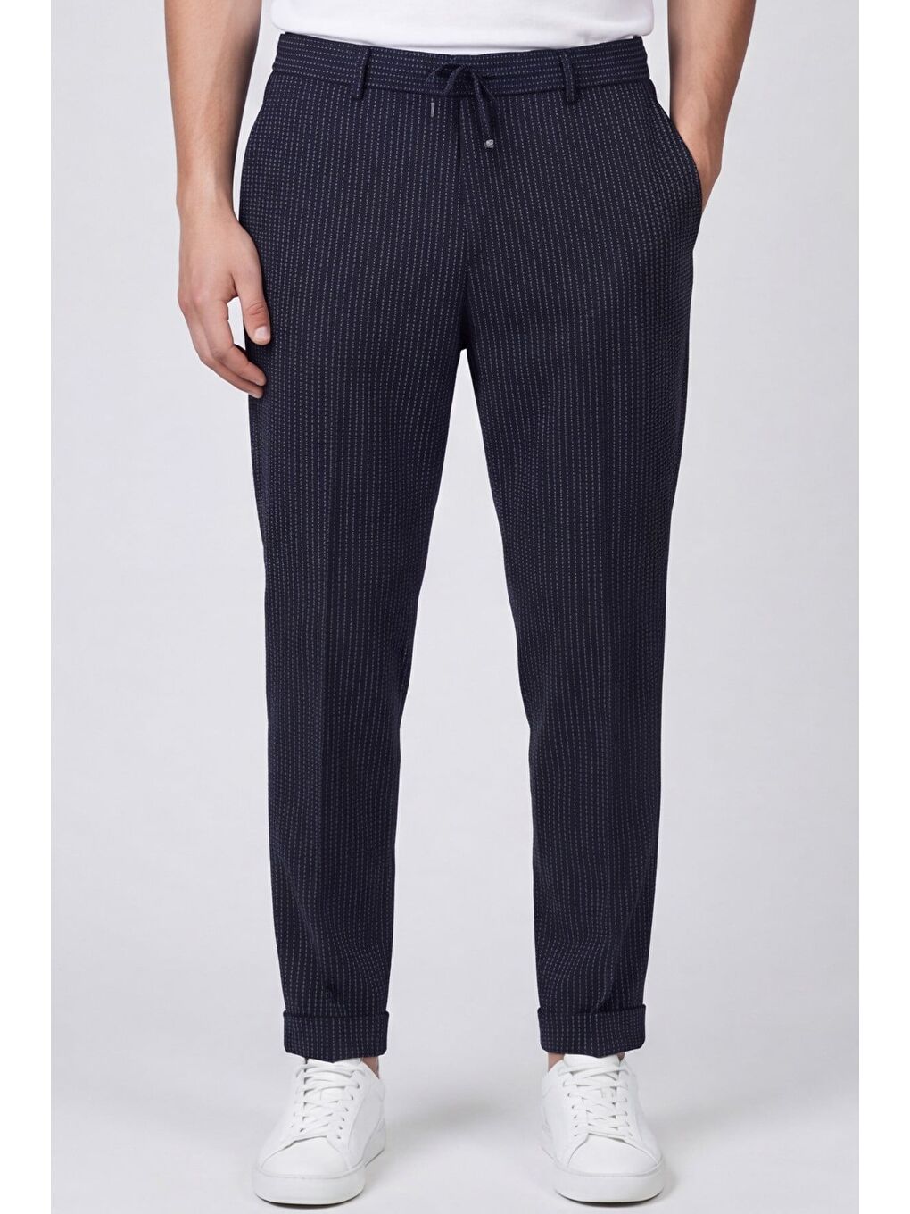 Giotelli Erkek Siyah Dar Kesim Slim Fit Dokuma Yan Cep Lastikli Bel Pantolon