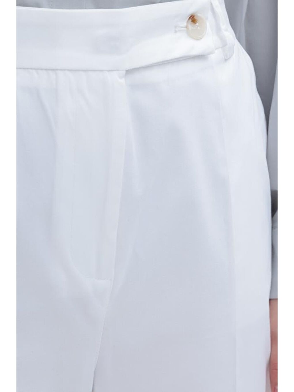 Beyaz-Boru Paça Elastanlı Pantolon-4