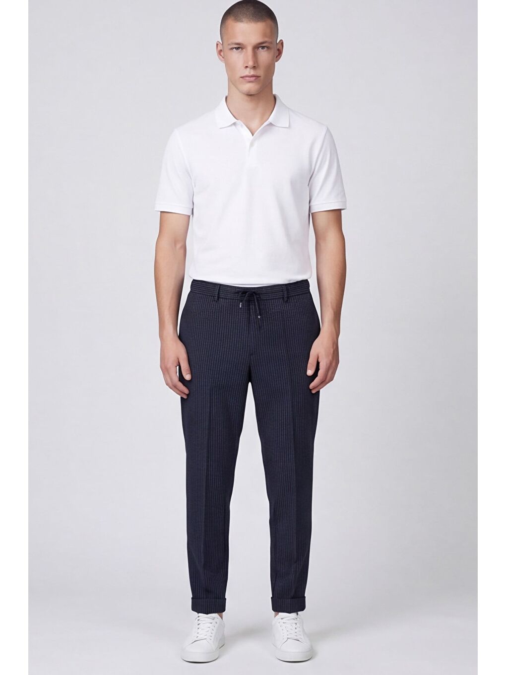 Giotelli Erkek Siyah Dar Kesim Slim Fit Dokuma Yan Cep Lastikli Bel Pantolon-1