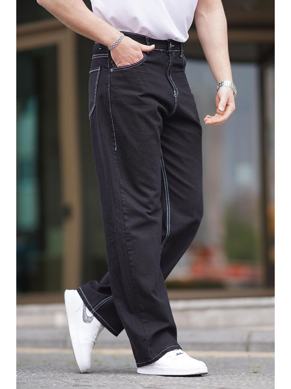 Siyah Baggy Jean 6897-1