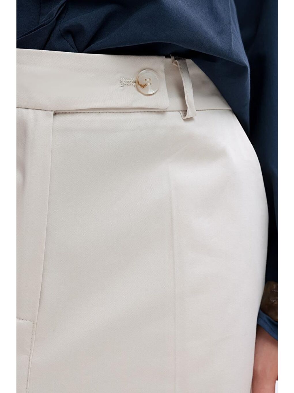 Bej Taş-Boru Paça Elastanlı Pantolon-4