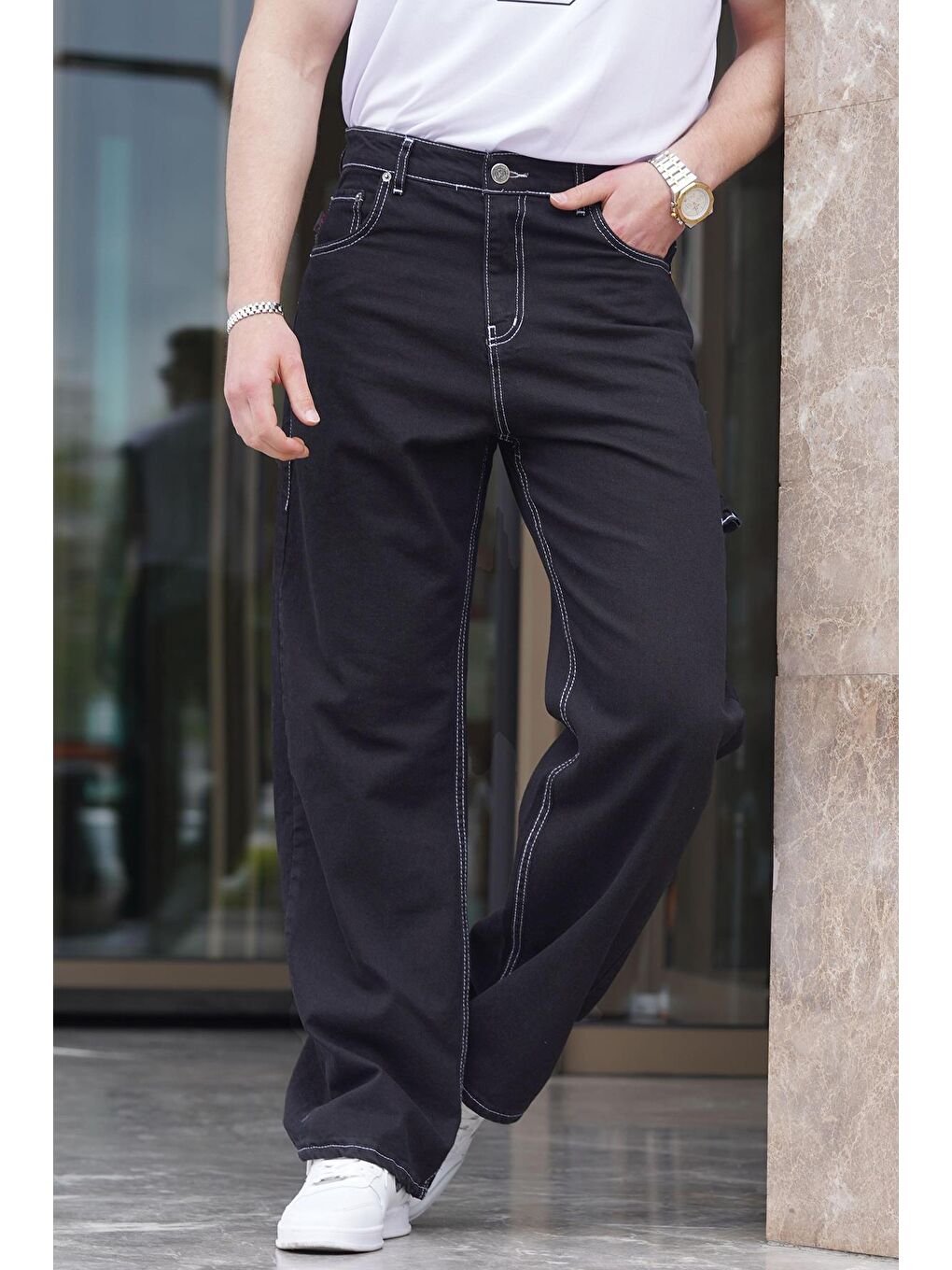 Siyah Baggy Jean 6897-3