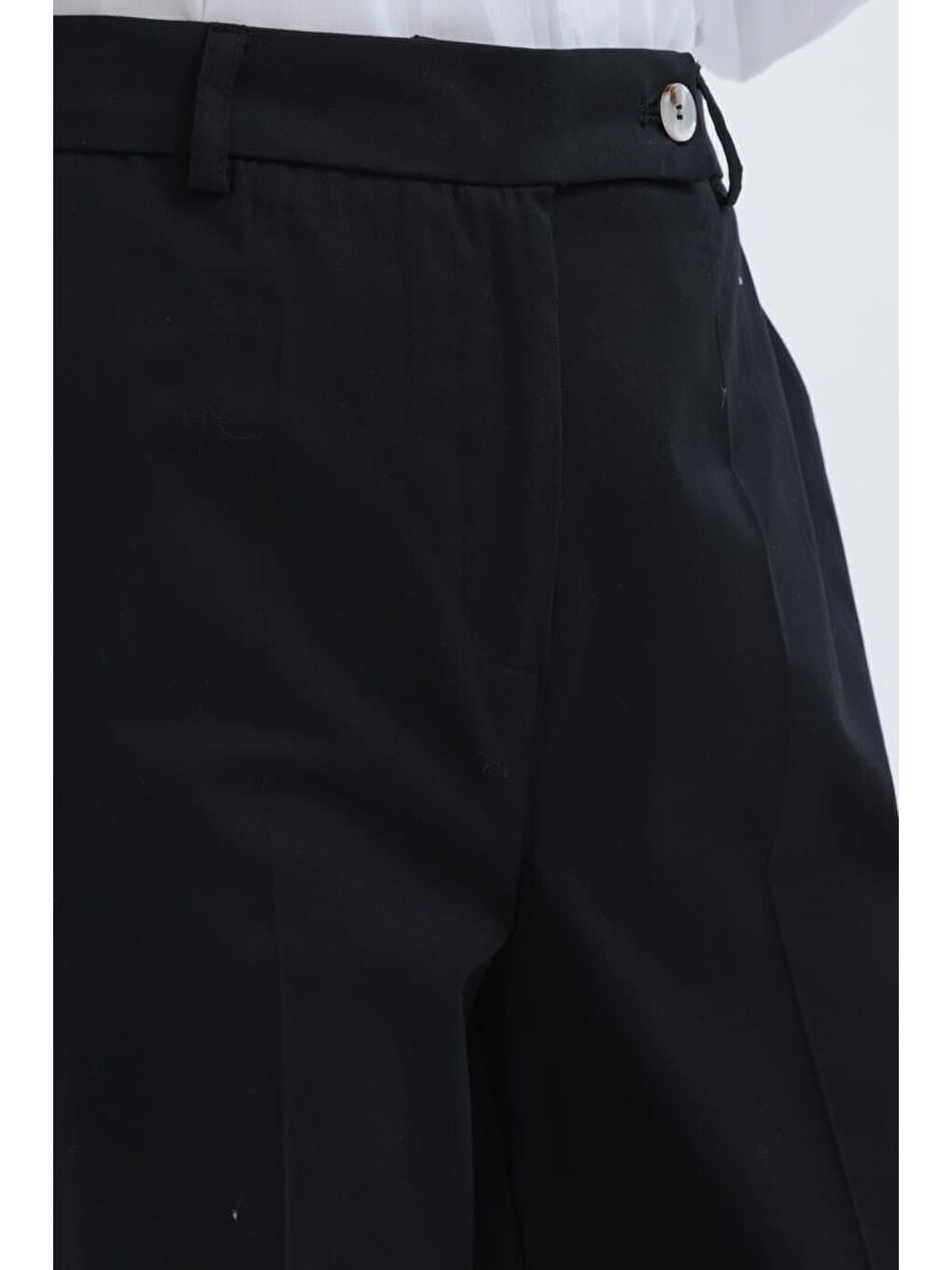 Siyah-Boru Paça Elastanlı Pantolon-3