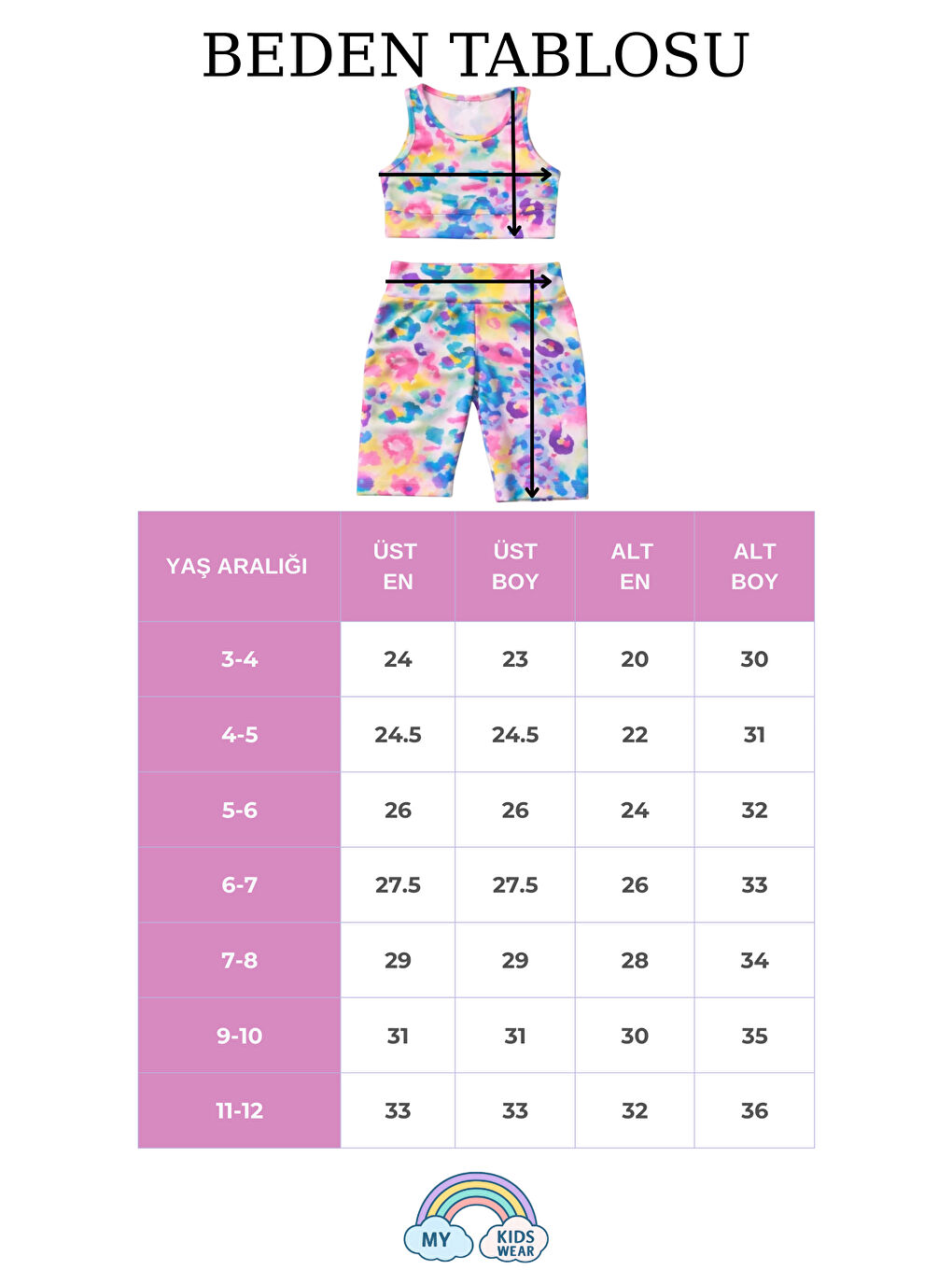 Pembe Kız Çocuk Çok Amaçlı Batik Desenli Mayo & Spor Takımı 12428-1