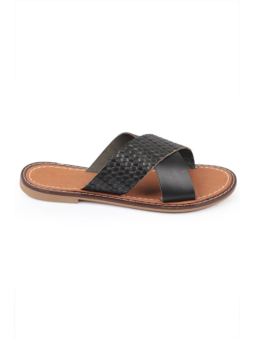 Siyah 881 Hakiki Deri Bodrum Kadın Terlik-1