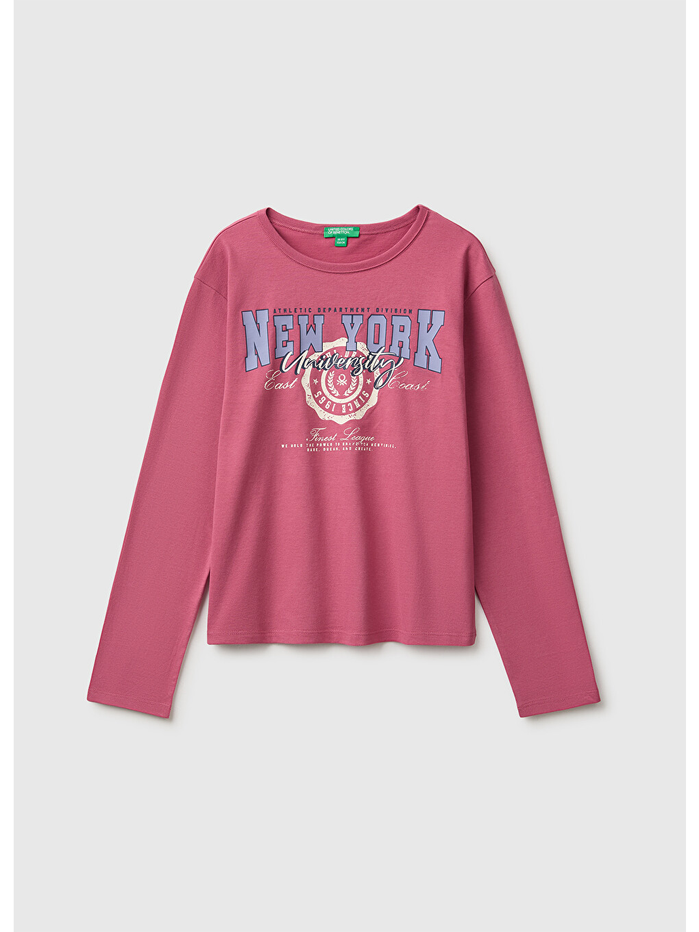 Kız Çocuk Fuşya Uzun Kollu Önü Baskılı Bisiklet Yaka T-shirt