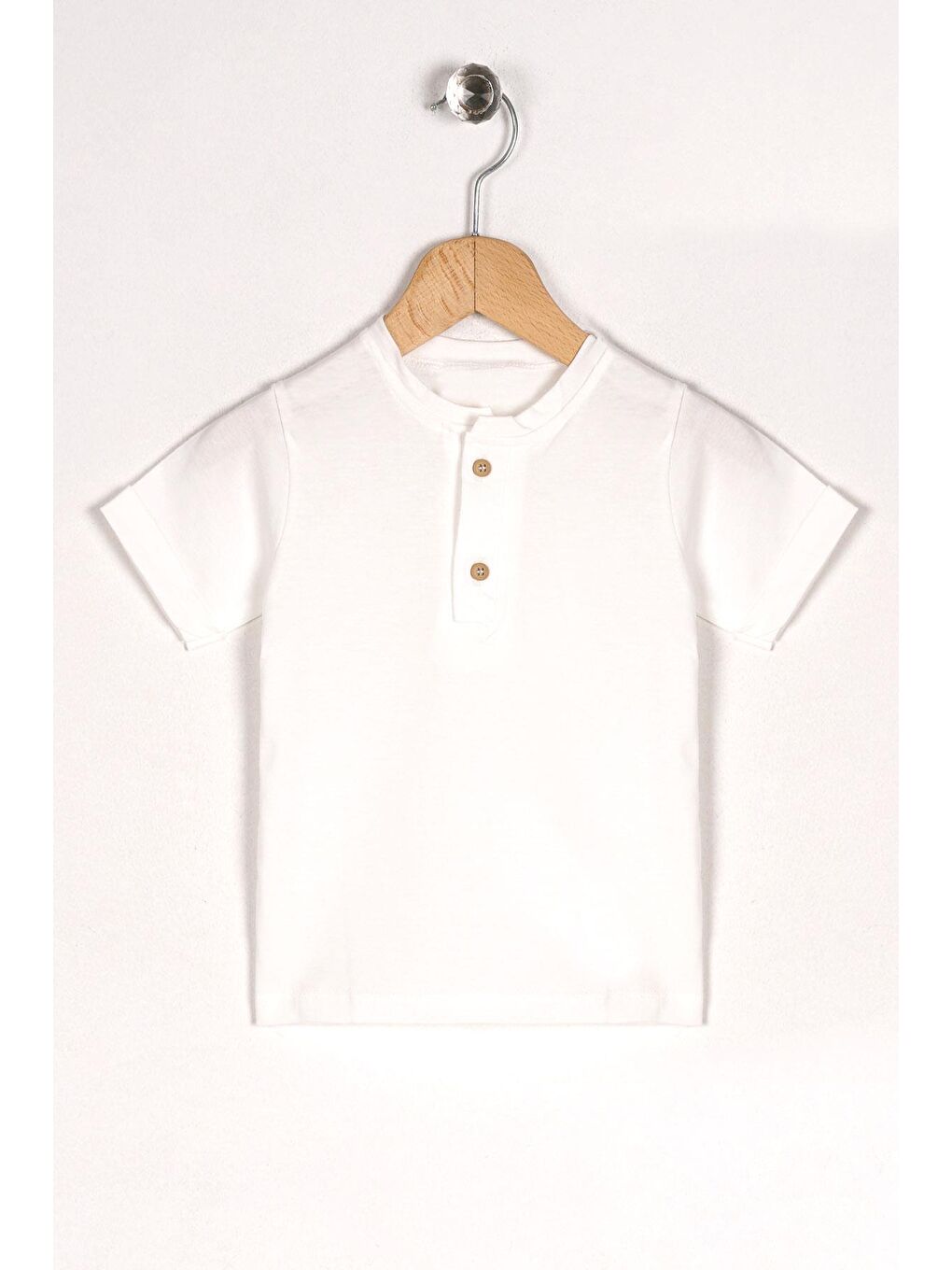 Bisiklet Yaka Kısa Kol Panda Figürlü İçi Tshirtlü Bej Renk Erkek Çocuk Şortlu Salopet-2