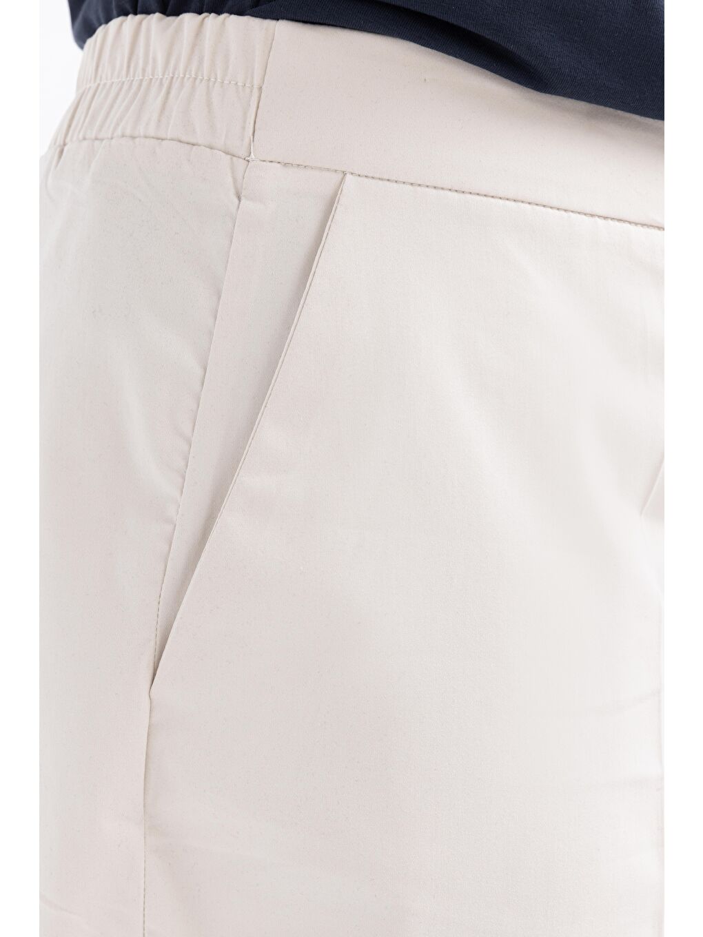 Bej Taş-Beli Lastikli Büyük Beden Elastanlı Havuç Pantolon-3