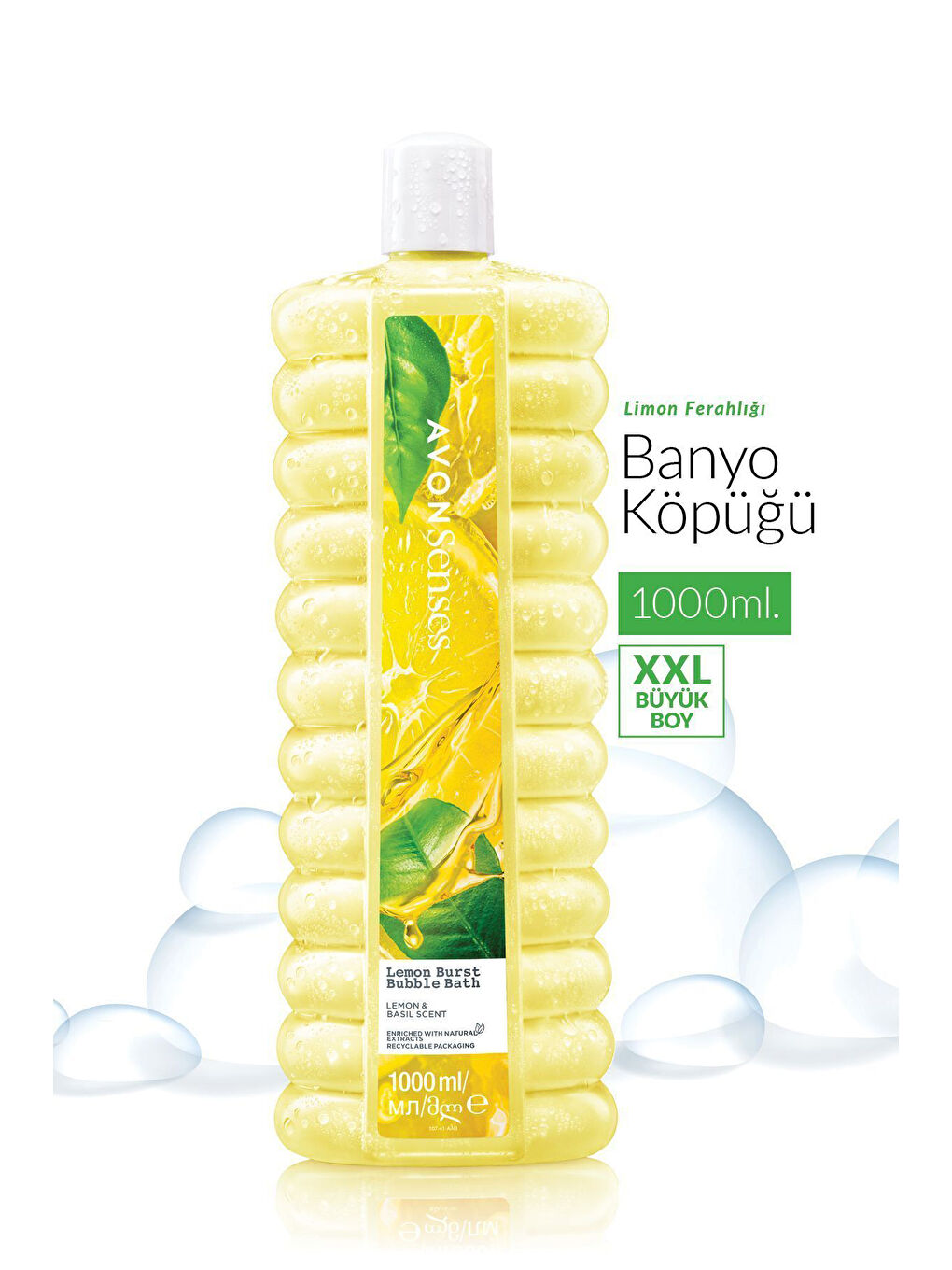 Senses Lemon Burst Limon ve Reyhan Kokulu Banyo Köpüğü 1 Lt. Üçlü Paket-1