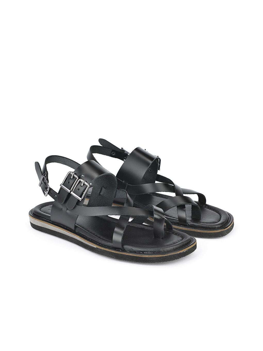 Kadın Hakiki Deri Sandalet 1411009Z416 Siyah-3