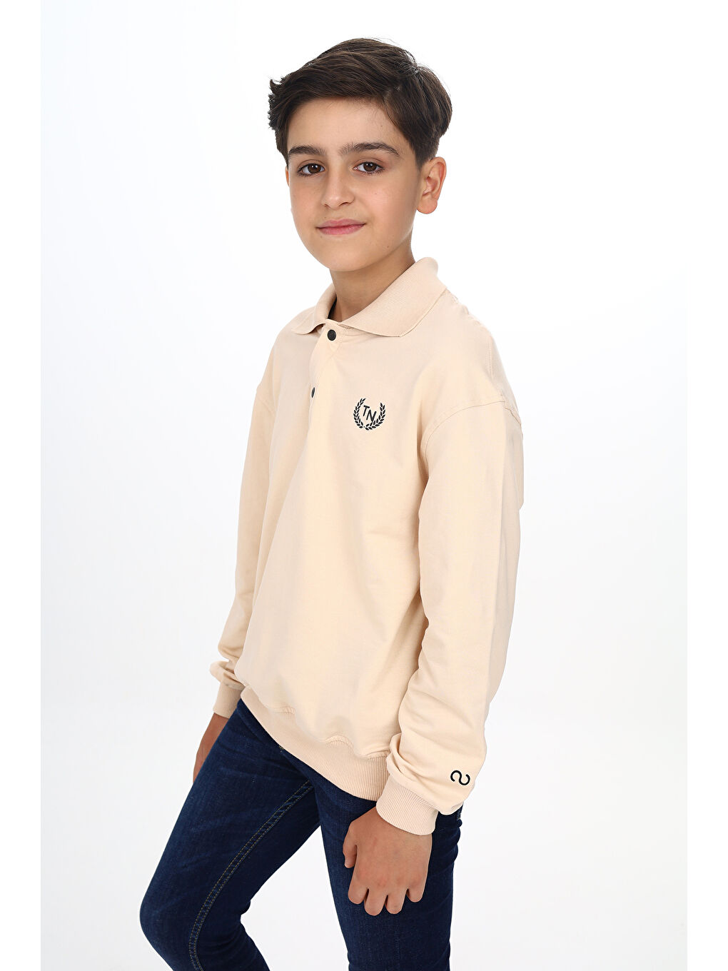 Bej Erkek Çocuk Baskılı Sweatshirt-2