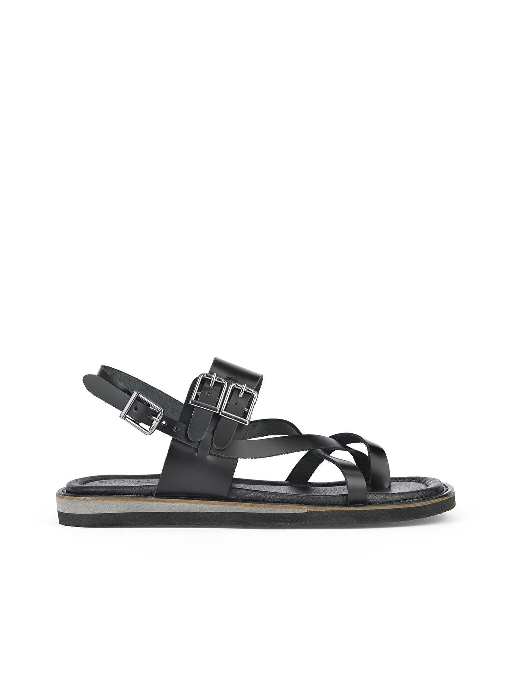 Kadın Hakiki Deri Sandalet 1411009Z416 Siyah-4