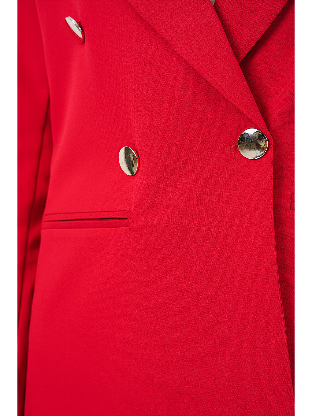 Kadın Kruvaze Yaka Blazer Ceket 0722 - Kırmızı-4